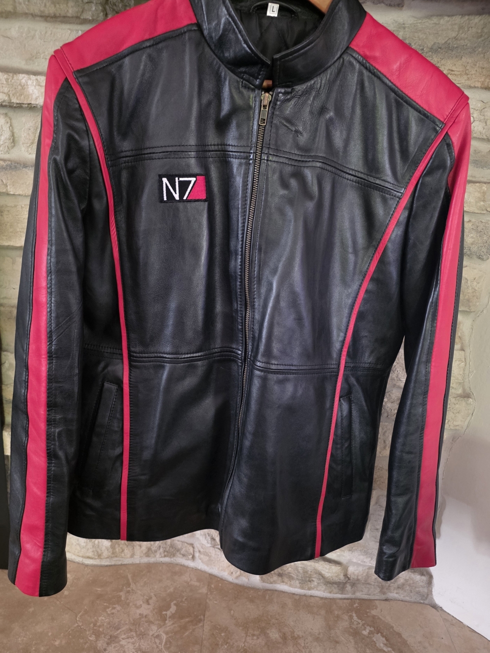 Black & Red Leather Jacket - Men's Stylish Zip Front Coat